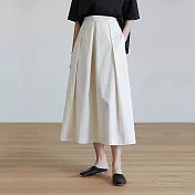 旅途原品 優雅大擺裙半身裙 M/L/XL　 XL 米白色