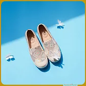 【花見小路】甜椒日/小斑蝶花布鞋/女鞋/寬楦/ JP23 /白練色