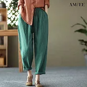 【AMIEE】氣質休閒直筒哈倫褲(KDP-7746) L 綠色
