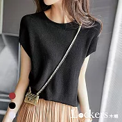 【Lockers 木櫃】春夏裝飾扣極短袖上衣 L111042710 L 黑色