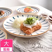 【Homely Zakka】日式創意手繪陶瓷餐盤碗餐具_大圓平盤25.5cm_ 風輪