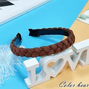 【卡樂熊】簡約麂皮麻花造型髮箍(四色)- 深棕