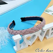 【卡樂熊】簡約麂皮麻花造型髮箍(四色)- 淺粉