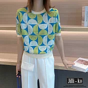 【Jilli~ko】新款薄款撞色翻轉笑臉冰絲針織衫 J8919　 FREE 綠色