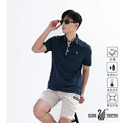 【遊遍天下】男款格紋抗UV防曬涼感吸濕排汗POLO衫(GS1013) L 丈青