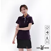 【遊遍天下】女款格紋抗UV防曬涼感吸排機能POLO衫(GS1014) L 暗紫