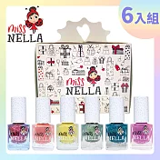 英國【Miss NELLA 】兒童水性可撕式安全指甲油-魔法彩虹糖6入組