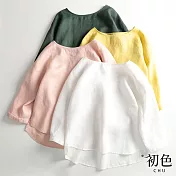 【初色】日系亞麻風娃娃款上衣-共4色-61031(M-2XL可選) XL 白色