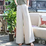 【初色】文藝棉麻風寬鬆直筒垂感闊腿褲-共3色-62078(M-2XL可選) M 麻色