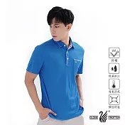 【遊遍天下】男款格紋抗UV防曬涼感吸排機能POLO衫(GS1011) M 藍色