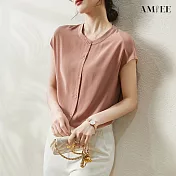 【AMIEE】時尚模擬絲氣質上衣(KDT-5163) M 粉色