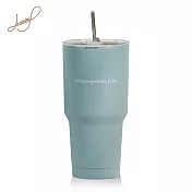 【Hiromimi】不鏽鋼冰壩杯900ml-保溫保冰 環保飲料杯 冰霸杯 莫蘭迪藍
