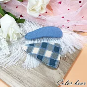 【卡樂熊】雙搭布藝2入組造型髮夾/邊夾(四色)- 藍色