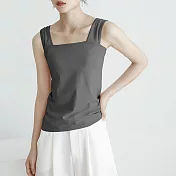 【ACheter】 日系外銷精品精梳棉背心上衣# 113183 L 深灰色