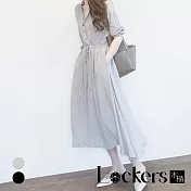 【Lockers 木櫃】夏季素面收腰連身裙 L111071102 L 灰色