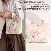 【Sayaka紗彌佳】日本熱銷精緻刺繡小兔造型燈心絨撞色手提袋 -花朵兔
