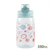 【HOUSUXI舒希】Tritan鎖扣彈蓋水瓶550ml  -花漾粉藍