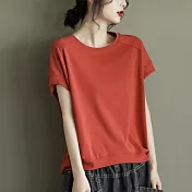 【ACheter】 簡約t恤百搭短袖寬鬆上衣# 113235 M 紅色