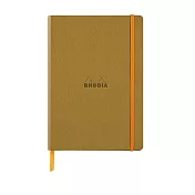 【Rhodia｜Rhodiarama】軟皮筆記本 A5_橫線_象牙白_90g_80張_彈性束帶_ 麥金色