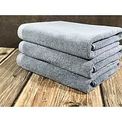 【LIFE 來福牌】雅致素色浴巾 厚款3入組 灰藍色