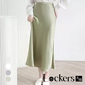 【Lockers 木櫃】夏季親膚顯瘦高腰魚尾裙 L111080111 M 綠色