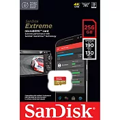 【代理商公司貨】SanDisk 256GB 190MB/s Extreme U3 microSDXC UHS-I V30 A2 記憶卡