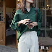 【Jilli~ko】韓國chic風設計感氣質寬鬆襯衫 J9218  FREE 綠色