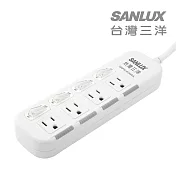 SANLUX台灣三洋防塵蓋轉接延長電源線<BR>3孔4座4切1.8M(SYPW-W344DA)