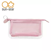 【日本正版授權】MITTE 透明分隔 扁平 收納袋 透明筆袋/收納包/筆袋/萬用收納袋 sun-star - 粉色款 683287