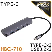 INTOPIC 廣鼎 USB3.2 Type-C鋁合金高速集線器(HBC-710)