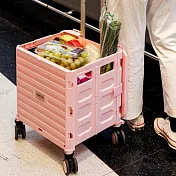 【韓國Dailylike】四輪折疊收納露營購物手推車 ‧ 粉