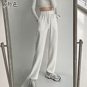 【初色】休閒運動束口褲-共4色-90332(M-XL可選) XL 白色