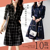【初色】典雅氣質休閒洋裝-共10款-90745.90492.90715.90744.90734.90748.90642.90655(M-2XL/M-XL可選) M B.墨藍色