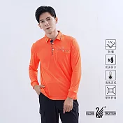 【遊遍天下】男款抗UV防曬吸濕排汗機能長袖POLO衫(GL1015) M 桔色