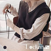 【Lockers 木櫃】秋季襯衫馬甲兩件套連衣裙 L111092607 兩件套 M 兩件套