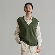 旅途原品 經典百搭羊毛V領背心 M L-XL M 苔蘚綠
