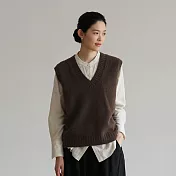 旅途原品 經典百搭羊毛V領背心 M L-XL M 焦糖棕