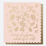 Caroline Gardner 英國進口燙金捲邊聖誕卡片 給老婆的祝福