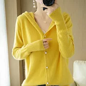 【MsMore】 純色寬鬆連帽休閒百搭長袖針織毛衣外套# 113608 FREE 黃色