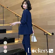 【Lockers 木櫃】秋季氣質西裝兩件套套裝 L111101010 M 藏藍色