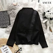 【AMIEE】半高領百搭素色暖暖長袖上衣(KDT-YS064) 2XL 黑色