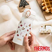 【THERMOS 膳魔師】聖誕款 超輕量不鏽鋼真空保溫瓶350ml(JNL-352CM-ORWH) JNL-352CM-ORWH(白色)
