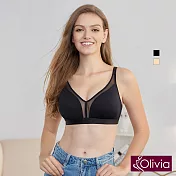 【Olivia】無鋼圈輕奢時尚舒適內衣 XXL 黑色
