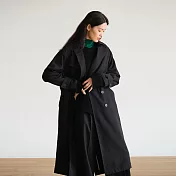 旅途原品 羊毛混紡垂感經典風衣 M M 經典黑