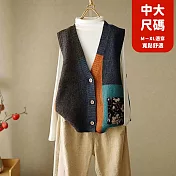 【慢。生活】復古文藝配色藝術設計感坎肩針織馬甲背心 J9524 FREE 圖片色
