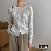 【Jilli~ko】波浪織紋韓版針織衫 6819  FREE 白色