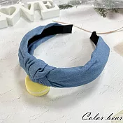 【卡樂熊】簡約扭結牛仔布料造型髮箍(三色)- 淺藍