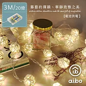 編織藤球 3米20燈 LED燈串 (暖光) 電池款