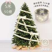 聖誕LED緞帶銅線燈 5米50燈 (暖光) 電池款 銀色