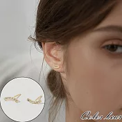 【卡樂熊】S925銀針簡約微笑弧線造型耳環(兩色)- 金色